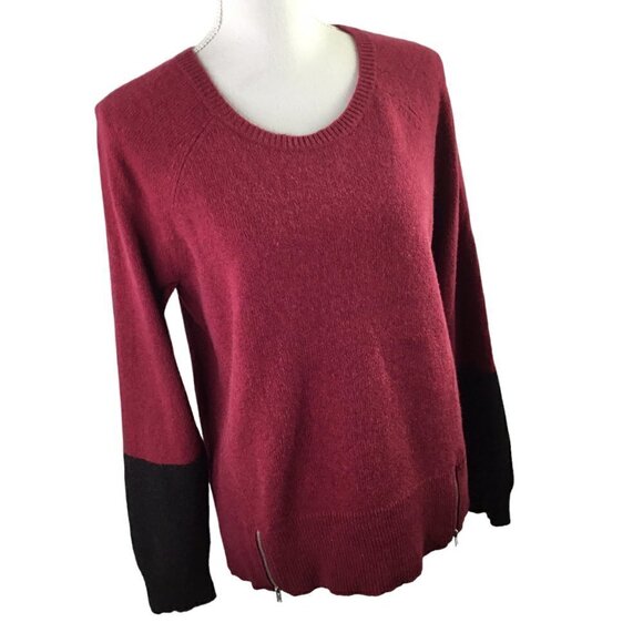 Eileen Fisher Yak Merino Italian Wool Blend Sweater Colorblock Zippers Size L - Picture 1 of 8